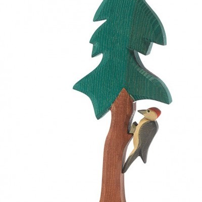 Escultura decorativa de madeira de árvore e pássaro