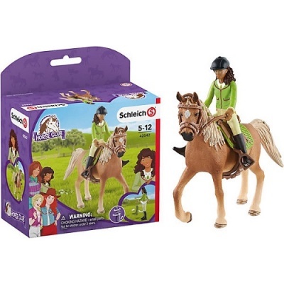 Boneco de cavaleiro e cavalo com embalagem Schleich Horse Club