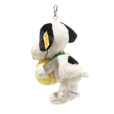 Pelúcia de cão com bola e mosquetão