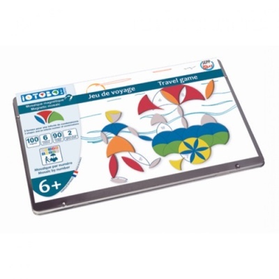 Jogo de viagem magnético em lata com peças coloridas