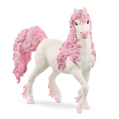 Boneco de cavalo plástico branco com crina e cauda rosa