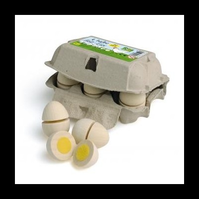 Ovo de madeira pintado com embalagem de cartão reciclado