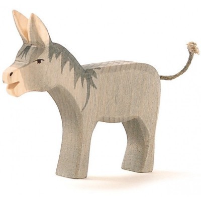 Figura de burro em madeira natural pintada
