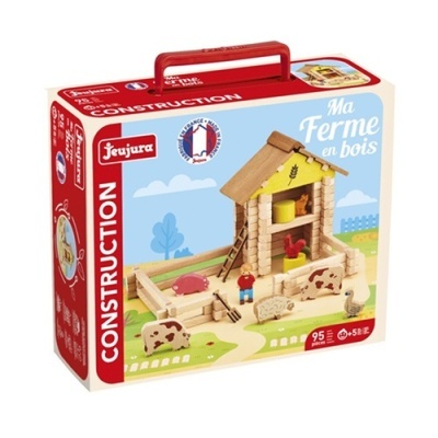 Kit de construção madeira Ma Ferme en bois com 95 peças e celeiro com animais