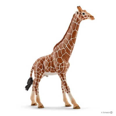 Figura de girafa em plástico com padrão castanho e branco