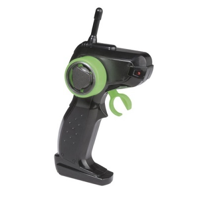 Comando remoto preto com detalhes verdes para brinquedos