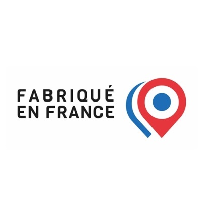 Logótipo com texto 'FABRIQUÉ EN FRANCE' e símbolo vermelho e azul