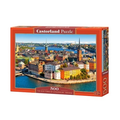 Caixa de puzzle Castorland 500 peças da cidade antiga de Estocolmo, Suécia