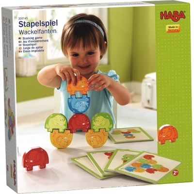 Jogo de empilhar elefantes coloridos HABA para crianças a partir dos 2 anos