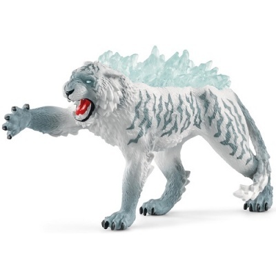 Figura de tigre branco com cristais azuis nas costas
