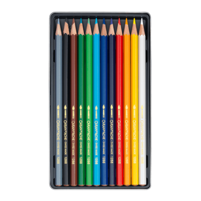 Conjunto de lápis de cor em caixa transparente