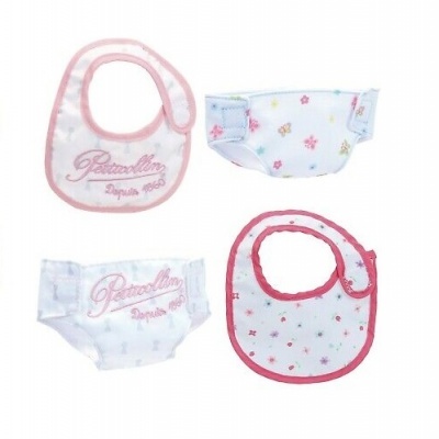Conjunto de fraldas e babetes para bebé com estampas e bordados cor-de-rosa