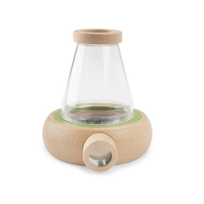 Dispositivo de observação de madeira e vidro com lente de aumento