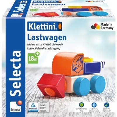 Brinquedo camião de madeira colorido em caixa 'Klettini Lastwagen' para bebés
