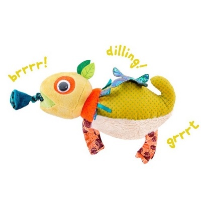 Brinquedo de pelúcia para cão em formato de cão colorido com olhos grandes e padrões variados