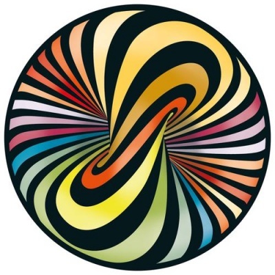 Padrão espiral colorido em círculo com faixas torcidas