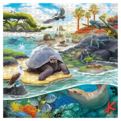Puzzle ilustrando animais costeiros e marinhos coloridos