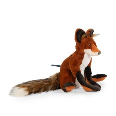 Pelúcia de raposa sentada com cauda longa