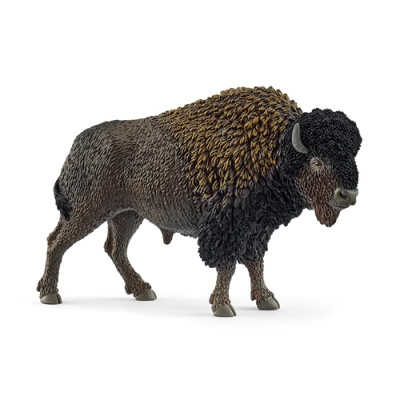 Figura de búfalo castanho e preto em plástico detalhado