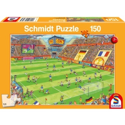 Caixa de puzzle Schmidt Puzzle 150 peças com imagem de campo de futebol e jogadores