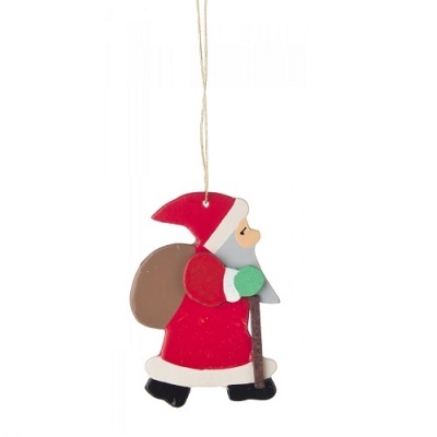 Enfeite pendurado de Natal em forma de Pai Natal de madeira