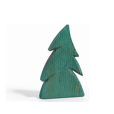Árvore decorativa de madeira verde com textura e forma triangular