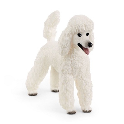 Figura decorativa de cão Poodle branco de material sintético