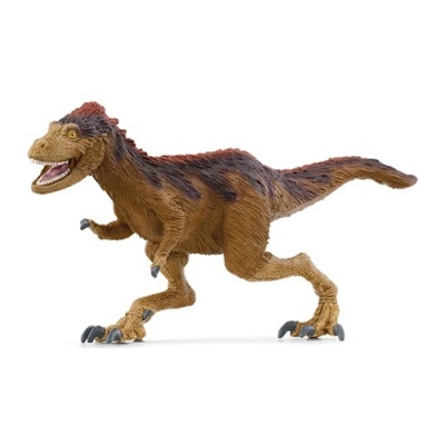 Figura de dinossauro Tyrannosaurus rex castanha com detalhes vermelhos e pretos