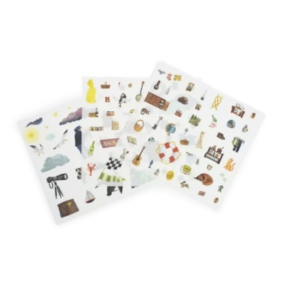 Folhas de autocolantes com desenhos coloridos variados