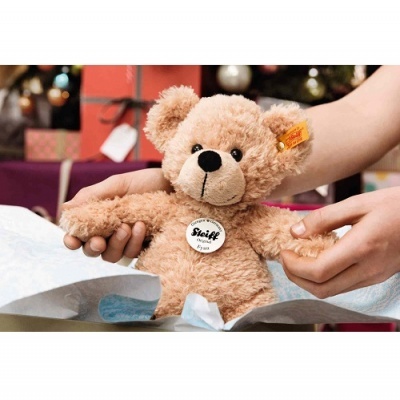 Ursinho de pelúcia castanho claro com etiquetas Steiff