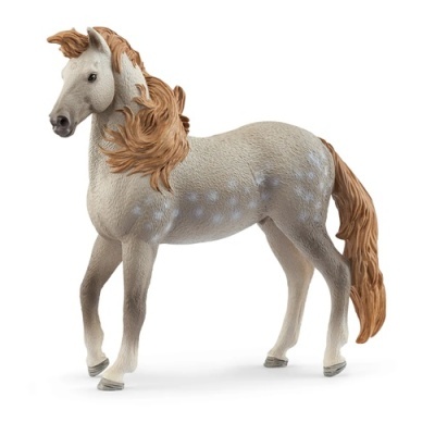 Figura de cavalo cinzento com crina e cauda castanha