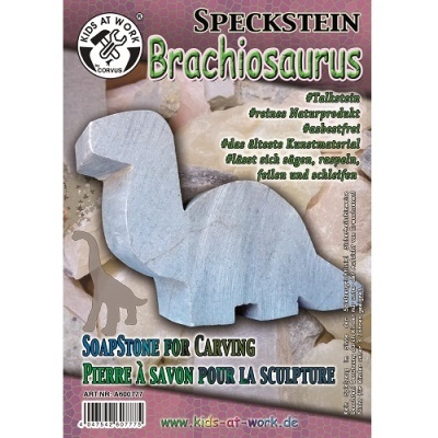 Pedra de sabão em forma de braquiossauro para escultura em embalagem Kids at Work