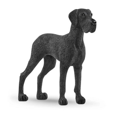Figura decorativa de cão preto em fundo branco