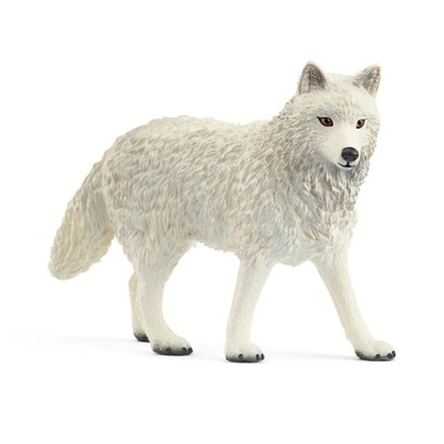 Figura decorativa de um lobo branco em material plástico