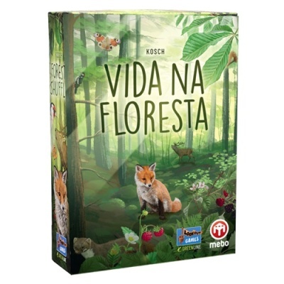Caixa do jogo de tabuleiro VIDA NA FLORESTA com imagens de floresta e animais