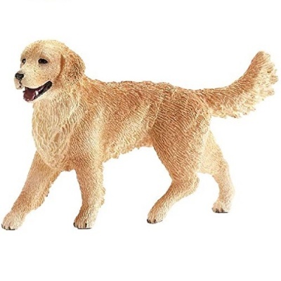 Figura de cão Golden Retriever castanho claro com textura detalhada sobre fundo branco