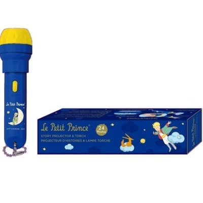 Lanterna azul e amarela Le Petit Prince com caixa azul decorada