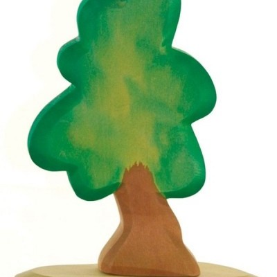 Árvore de madeira pintada com base oval