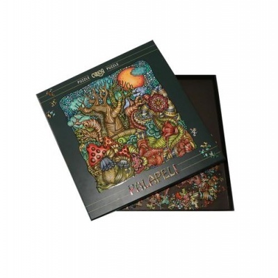 Caixa de quebra-cabeças MALAPELI com imagem colorida de cogumelos e árvores