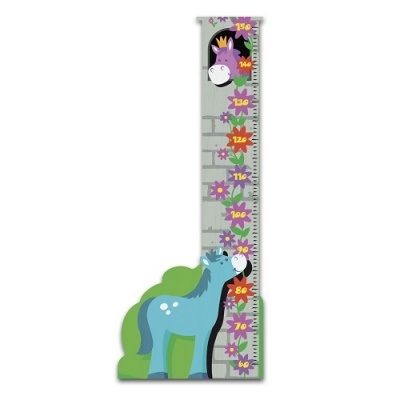 régua de medição infantil com cavalos e flores coloridas