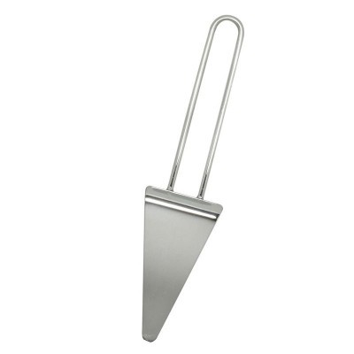 Espátula triangular de metal prateado com cabo longo
