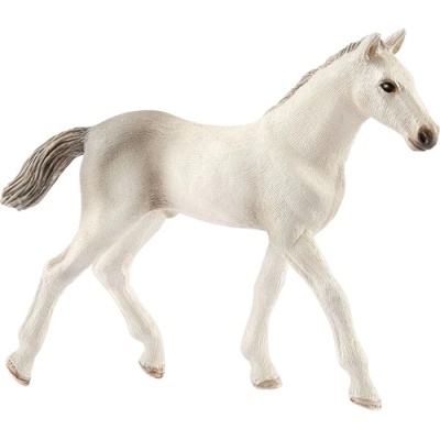 Figura de cavalo branco com cauda e crina castanha clara
