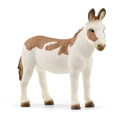 Figura de burro em plástico castanho e branco com textura detalhada