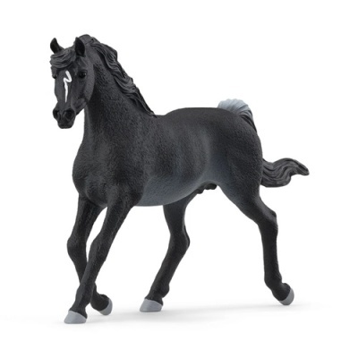 Figura de cavalo preto em posição de corrida com padrão branco na testa