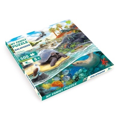 Caixa de quebra-cabeças 'MY FAMILY PUZZLE GALAPAGOS' 500 peças, tema animais das Galápagos