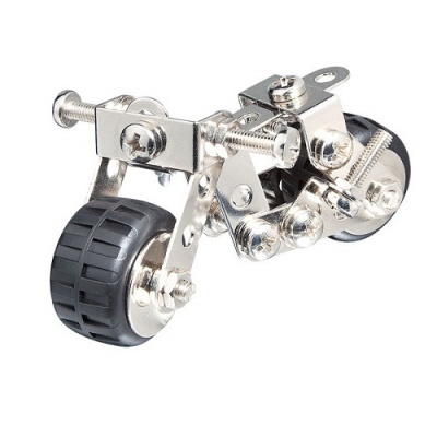 Miniatura de motocicleta metálica com rodas pretas