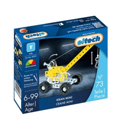 Caixa de kit de construção Kran Mini eitech com 73 peças para crianças e adultos.