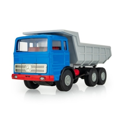 Camião de brinquedo azul com caçamba cinza