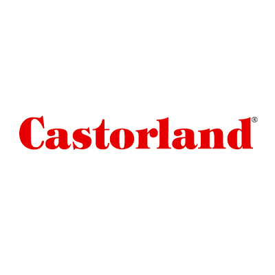 Logotipo da Castorland em texto vermelho