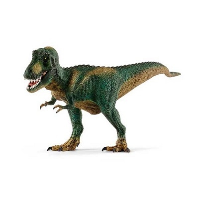 Figura de dinossauro Tyrannosaurus rex verde e castanho em plástico